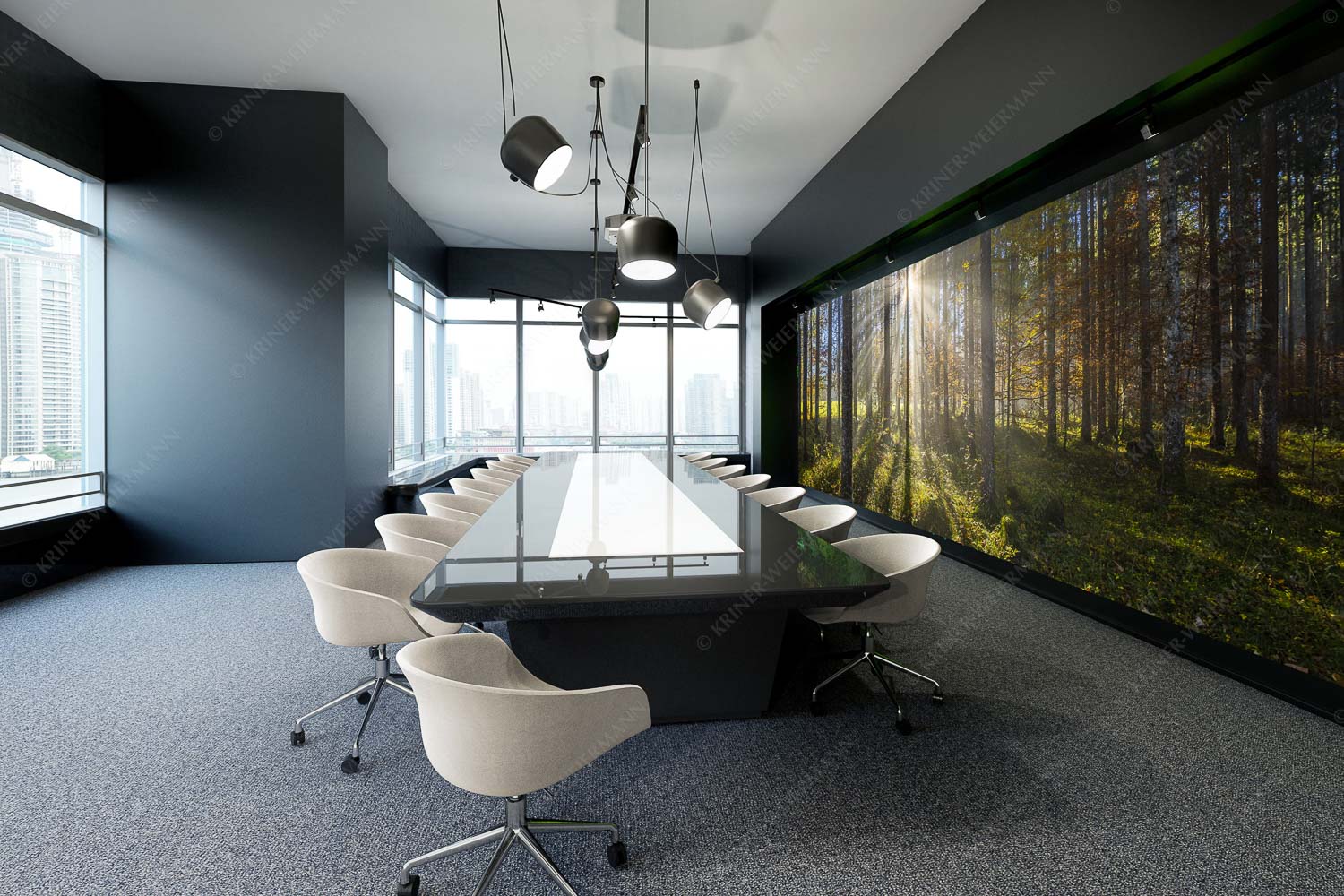 Prisma – Größe ca. 600x200cm, Seitenverhältnis 3:1 — Streiflicht im Wald Herbstlicher Wald bei Fall - Prisma - Größe ca. 600x200cm, Seitenverhältnis 3:1 - Streiflicht im Wald - weitere Infos unter https://www.kriner-weiermann.de