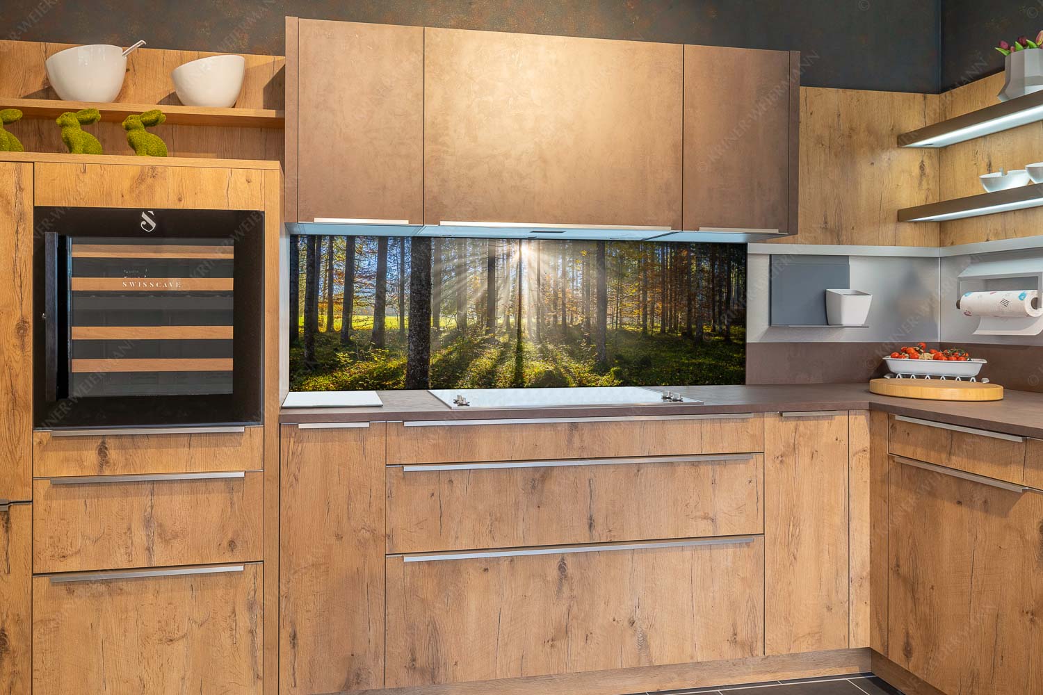 Prisma – Größe ca. 180x60cm, Seitenverhältnis 3:1 — Streiflicht im Wald Herbstlicher Wald bei Fall - Prisma - Größe ca. 180x60cm, Seitenverhältnis 3:1 - Streiflicht im Wald - weitere Infos unter https://www.kriner-weiermann.de