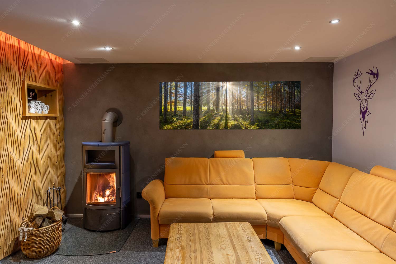 Prisma – Größe ca. 180x60cm, Seitenverhältnis 3:1 — Streiflicht im Wald Herbstlicher Wald bei Fall - Prisma - Größe ca. 180x60cm, Seitenverhältnis 3:1 - Streiflicht im Wald - weitere Infos unter https://www.kriner-weiermann.de