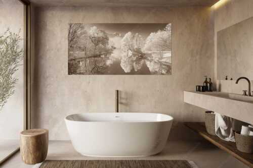 Nach einer langen Nebelphase hängt dicker Reif in den bäumen rund um den Kochelsee - Raureif - Größe ca. 180x90cm, Seitenverhältnis 2:1 - Winterstimmung am Kochelsee - weitere Infos unter https://www.kriner-weiermann.de