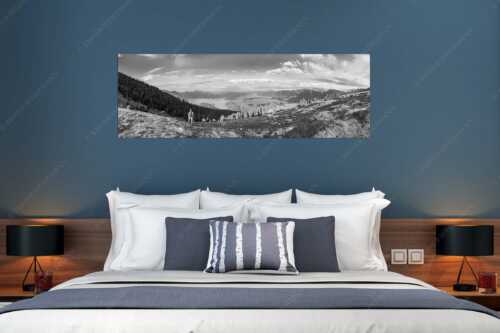 Blick über den Walchensee in die Bayrischen Voralpen - Rauskommen - Größe ca. 180x60cm, Seitenverhältnis 3:1 - Berwanderung am Simetsberg mit Walchensee - weitere Infos unter https://www.kriner-weiermann.de