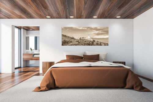 Blick über Schachensschloß zum Hochblassen und Alpspitze bei Sonnenaufgang - Residenz - Größe ca. 200x80cm, Seitenverhältnis 2,5:1 - Schachensschloß mit Hochblassen und Alpspitze - weitere Infos unter https://www.kriner-weiermann.de
