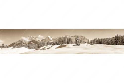 Einsamer Wiesmahdstadel mit viel Schnee und Wörner, Tiefkar und Westlicher Karwendelspitze im Hintergrund - Richtig Winter - Seitenverhältnis 5:1 - Winterlandschaft Karwendel - weitere Infos unter https://www.kriner-weiermann.de
