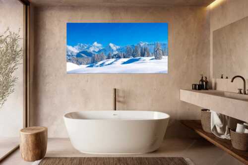 Einsamer Wiesmahdstadel mit viel Schnee und Wörner, Tiefkar und Westlicher Karwendelspitze im Hintergrund - Richtig Winter - Größe ca. 180x90cm, Seitenverhältnis 2:1 - Winterlandschaft Karwendel - weitere Infos unter https://www.kriner-weiermann.de
