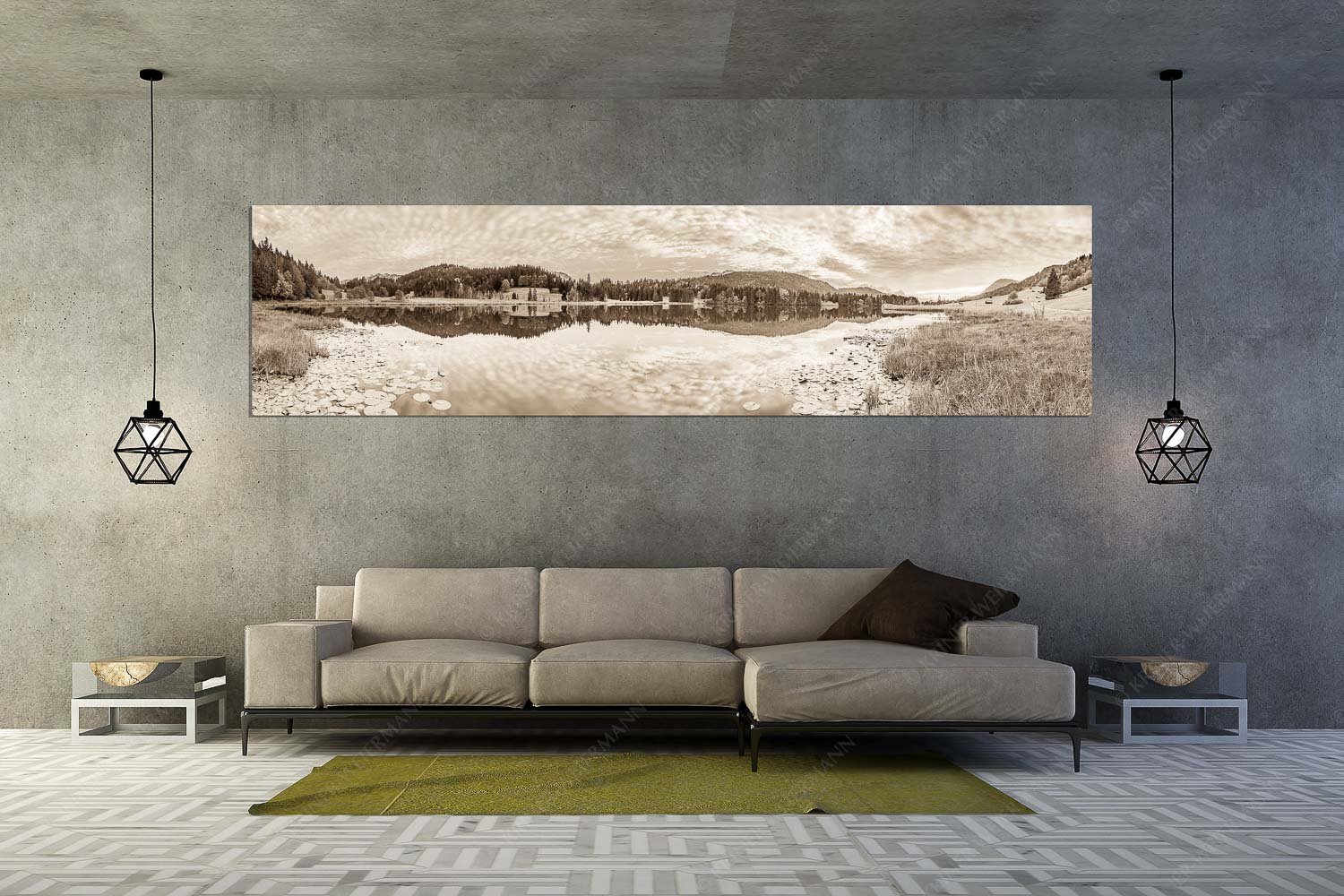 Blick über Geroldsee - Rippchen - Größe ca. 320x80cm, Seitenverhältnis 4:1 - Wolkenstimmung am Geroldsee - weitere Infos unter https://www.kriner-weiermann.de