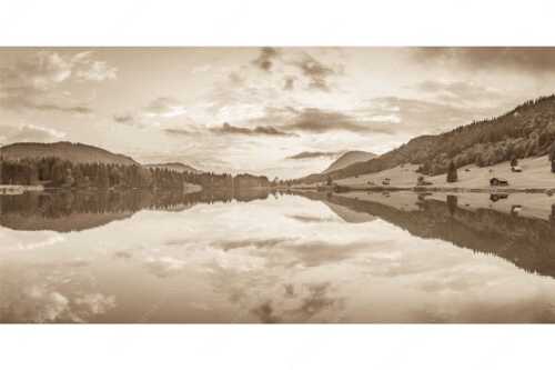 Blick über den Geroldsee in den Sonnenuntergang am Estergebirge - Ruhige Wasser - Seitenverhältnis 2:1 - Geroldsee mit Wank - weitere Infos unter https://www.kriner-weiermann.de