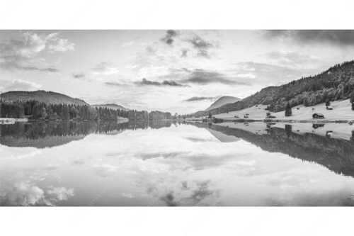 Blick über den Geroldsee in den Sonnenuntergang am Estergebirge - Ruhige Wasser - Seitenverhältnis 2:1 - Geroldsee mit Wank - weitere Infos unter https://www.kriner-weiermann.de