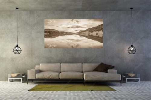 Blick über den Geroldsee in den Sonnenuntergang am Estergebirge - Ruhige Wasser - Größe ca. 200x100cm, Seitenverhältnis 2:1 - Geroldsee mit Wank - weitere Infos unter https://www.kriner-weiermann.de