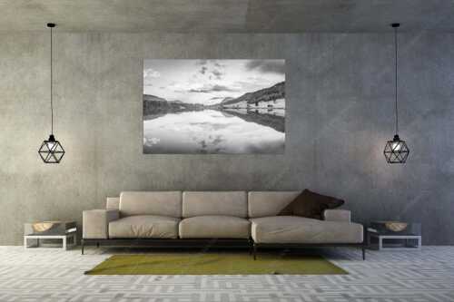 Blick über den Geroldsee in den Sonnenuntergang am Estergebirge - Ruhige Wasser - Größe ca. 180x120cm, Seitenverhältnis 3:2 - Geroldsee mit Wank - weitere Infos unter https://www.kriner-weiermann.de