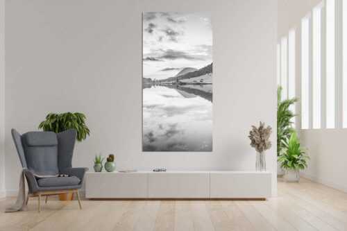Blick über den Geroldsee in den Sonnenuntergang am Estergebirge - Ruhige Wasser - Größe ca. 90x180cm, Seitenverhältnis 1:2 - Geroldsee mit Wank - weitere Infos unter https://www.kriner-weiermann.de
