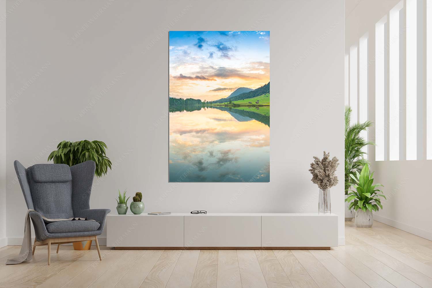 Ruhige Wasser – Größe ca. 120x180cm, Seitenverhältnis 2:3 — Geroldsee mit Wank Blick über den Geroldsee in den Sonnenuntergang am Estergebirge - Ruhige Wasser - Größe ca. 120x180cm, Seitenverhältnis 2:3 - Geroldsee mit Wank - weitere Infos unter https://www.kriner-weiermann.de