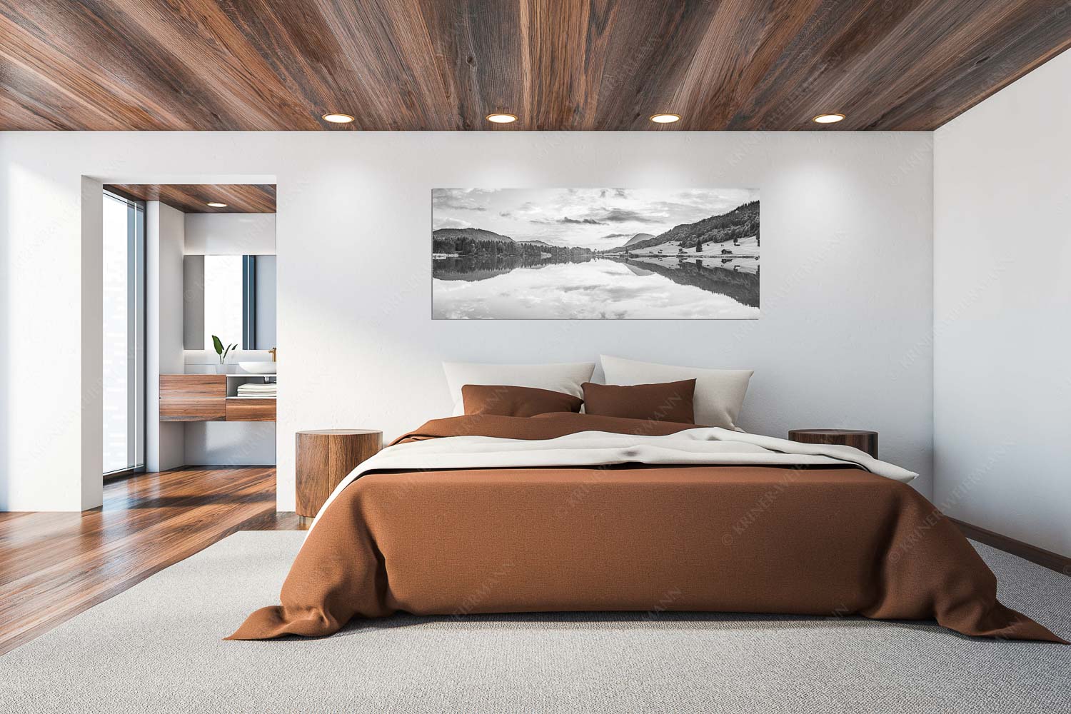 Ruhige Wasser – Größe ca. 200x80cm, Seitenverhältnis 2,5:1 — Geroldsee mit Wank Blick über den Geroldsee in den Sonnenuntergang am Estergebirge - Ruhige Wasser - Größe ca. 200x80cm, Seitenverhältnis 2,5:1 - Geroldsee mit Wank - weitere Infos unter https://www.kriner-weiermann.de