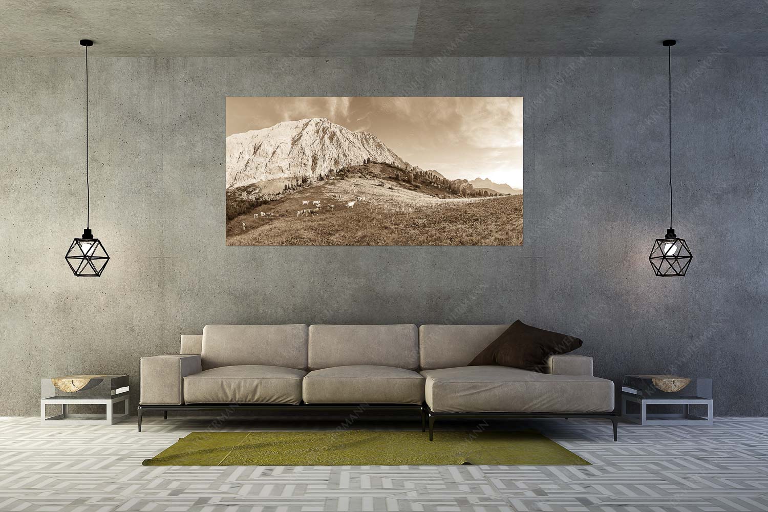 Ruhige Weide – Größe ca. 200x100cm, Seitenverhältnis 2:1 — Almbetrieb im Wettersteingebirge Jungvieh auf der Sommerweide im Wettersteingebirge - Ruhige Weide - Größe ca. 200x100cm, Seitenverhältnis 2:1 - Almbetrieb im Wettersteingebirge - weitere Infos unter https://www.kriner-weiermann.de