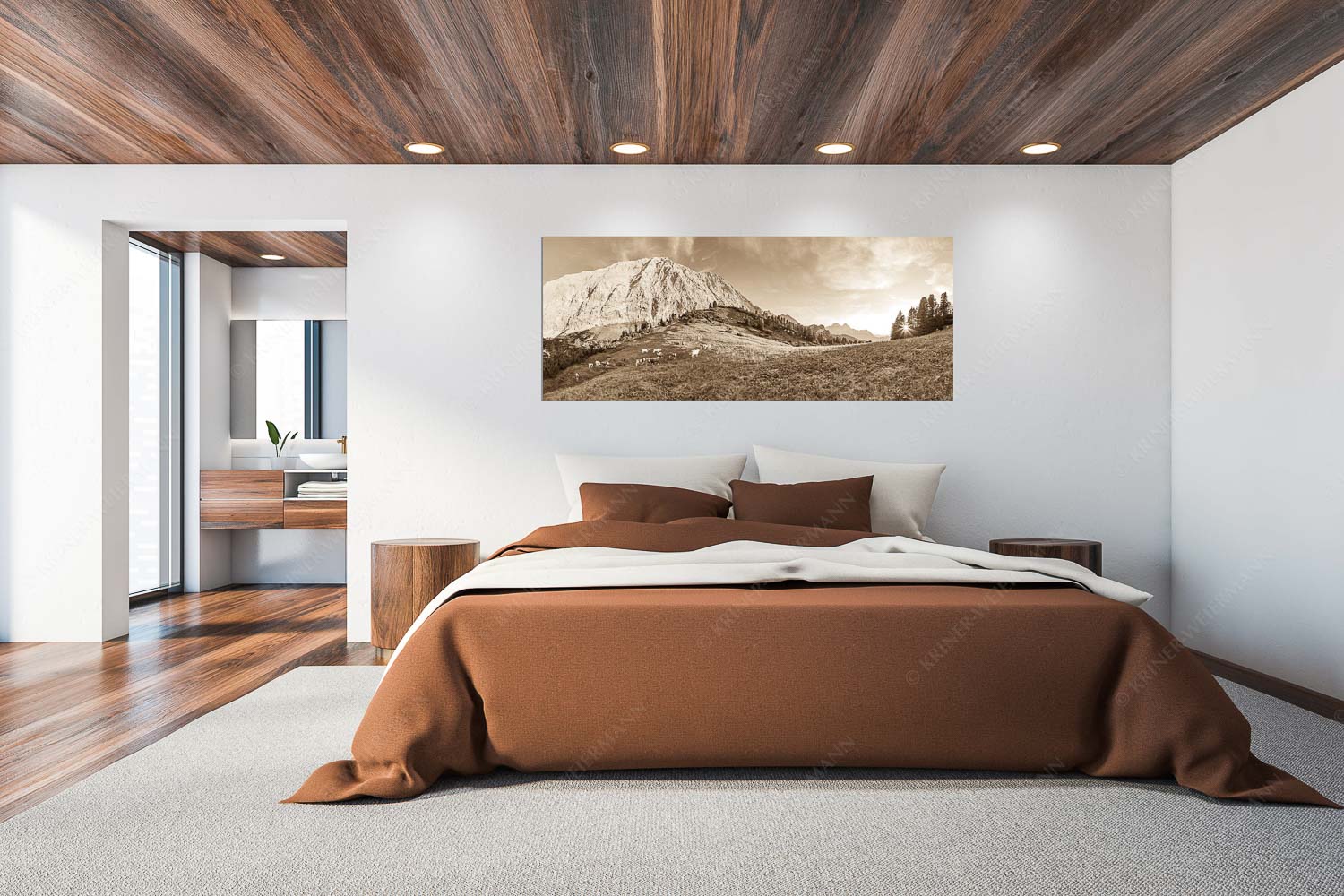 Jungvieh auf der Sommerweide im Wettersteingebirge - Ruhige Weide - Größe ca. 200x80cm, Seitenverhältnis 2,5:1 - Almbetrieb im Wettersteingebirge - weitere Infos unter https://www.kriner-weiermann.de
