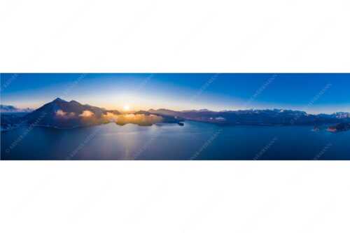 Sonnenaufgang über Sachenbach am Walchensee - Sachenbach - Seitenverhältnis 4:1 - Jochberg am Walchensee - weitere Infos unter https://www.kriner-weiermann.de