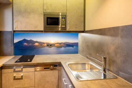 Sonnenaufgang über Sachenbach am Walchensee - Sachenbach - Größe ca. 150x60cm, Seitenverhältnis 2,5:1 - Jochberg am Walchensee - weitere Infos unter https://www.kriner-weiermann.de