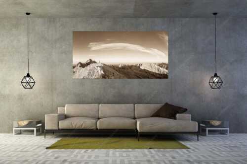 Blick von Sägezahn zur den Sonnenspitzen im Karwendelgebirge - Sägezahn - Größe ca. 200x100cm, Seitenverhältnis 2:1 - Kaltwasserkarspitze im Karwendel - weitere Infos unter https://www.kriner-weiermann.de