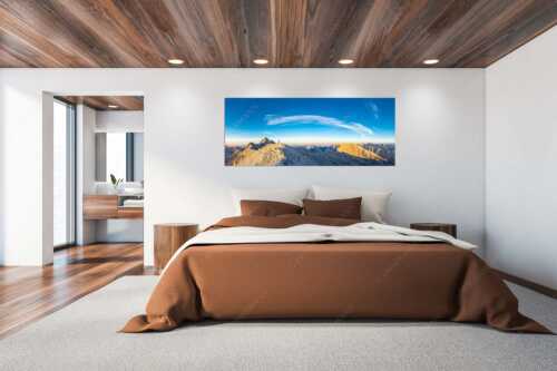 Blick von Sägezahn zur den Sonnenspitzen im Karwendelgebirge - Sägezahn - Größe ca. 200x80cm, Seitenverhältnis 2,5:1 - Kaltwasserkarspitze im Karwendel - weitere Infos unter https://www.kriner-weiermann.de