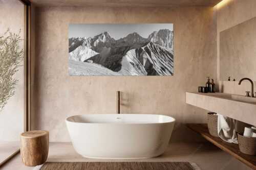 Bergschafe an der Erinnerungshütte mit Oberreintalschrofen und Scharnitzspitze im Wettersteingebirge - Scharnitzjoch - Größe ca. 180x90cm, Seitenverhältnis 2:1 - Schafe mit Erinnerungshütte im Wetterstein - weitere Infos unter https://www.kriner-weiermann.de