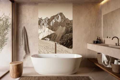 Bergschafe an der Erinnerungshütte mit Oberreintalschrofen und Scharnitzspitze im Wettersteingebirge - Scharnitzjoch - Größe ca. 160x240cm, Seitenverhältnis 2:3 - Schafe mit Erinnerungshütte im Wetterstein - weitere Infos unter https://www.kriner-weiermann.de