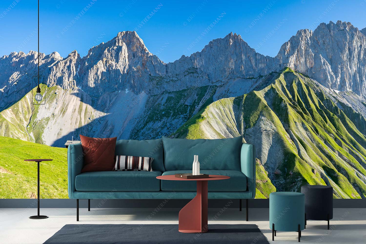 Scharnitzjoch – Größe ca. 400x200cm, Seitenverhältnis 2:1 — Schafe mit Erinnerungshütte im Wetterstein Bergschafe an der Erinnerungshütte mit Oberreintalschrofen und Scharnitzspitze im Wettersteingebirge - Scharnitzjoch - Größe ca. 400x200cm, Seitenverhältnis 2:1 - Schafe mit Erinnerungshütte im Wetterstein - weitere Infos unter https://www.kriner-weiermann.de