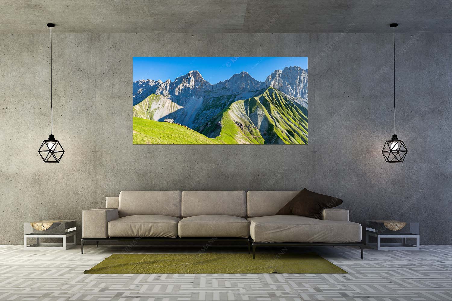 Scharnitzjoch – Größe ca. 200x100cm, Seitenverhältnis 2:1 — Schafe mit Erinnerungshütte im Wetterstein Bergschafe an der Erinnerungshütte mit Oberreintalschrofen und Scharnitzspitze im Wettersteingebirge - Scharnitzjoch - Größe ca. 200x100cm, Seitenverhältnis 2:1 - Schafe mit Erinnerungshütte im Wetterstein - weitere Infos unter https://www.kriner-weiermann.de