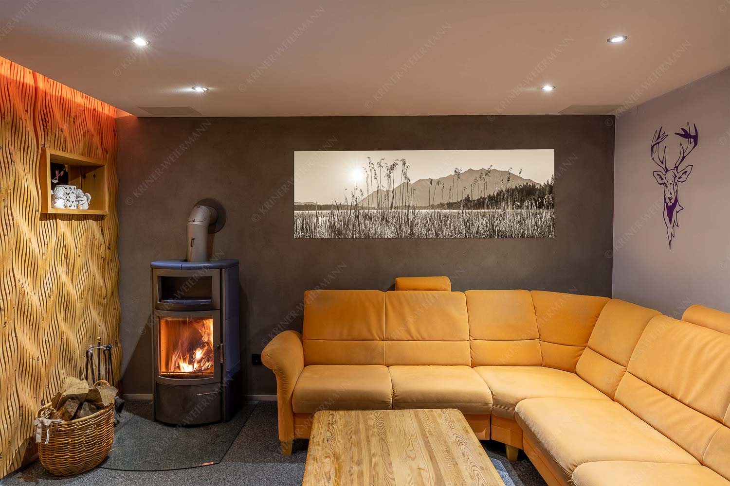 Sonnenaufgang am Barmsee - Schilfufer - Größe ca. 180x60cm, Seitenverhältnis 3:1 - Barmseeufer mit Soierngebirge - weitere Infos unter https://www.kriner-weiermann.de