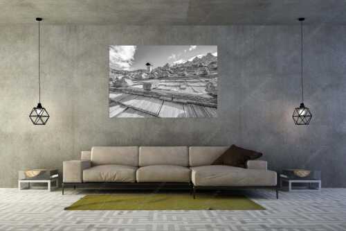 Schindel gedeckte Alm mit Lalidererwand im Hintergrund - Schindeldach - Größe ca. 180x120cm, Seitenverhältnis 3:2 - Ladizalm mit Lalidererspitze - weitere Infos unter https://www.kriner-weiermann.de