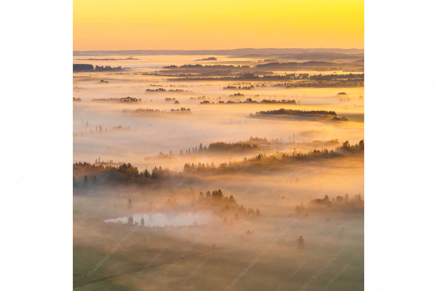 Schleiergewand – Seitenverhältnis 1:1 — Morgenstimmung bei Kochel Nebelstimmung im Kochlermoos