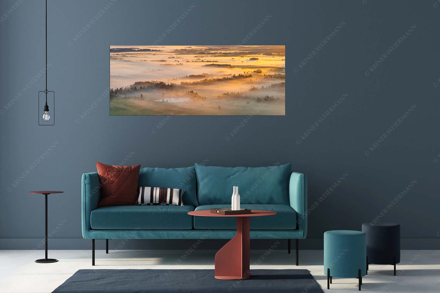 Nebelstimmung im Kochlermoos - Schleiergewand - Größe ca. 175x70cm, Seitenverhältnis 2,5:1 - Morgenstimmung bei Kochel - weitere Infos unter https://www.kriner-weiermann.de