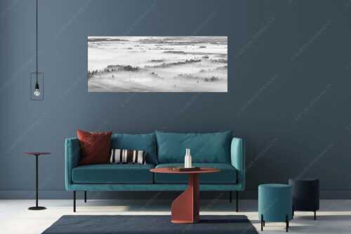 Nebelstimmung im Kochlermoos - Schleiergewand - Größe ca. 175x70cm, Seitenverhältnis 2,5:1 - Morgenstimmung bei Kochel - weitere Infos unter https://www.kriner-weiermann.de