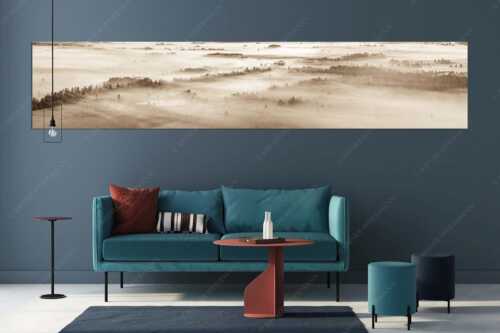 Nebelstimmung im Kochlermoos - Schleiergewand - Größe ca. 350x70cm, Seitenverhältnis 5:1 - Morgenstimmung bei Kochel - weitere Infos unter https://www.kriner-weiermann.de