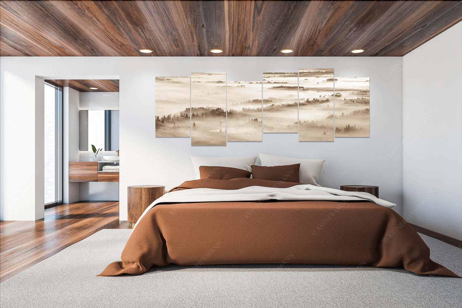 Schleiergewand – 6er Split, Größe ca. 280x112cm, Seitenverhältnis 2,5:1 — Morgenstimmung bei Kochel Nebelstimmung im Kochlermoos - Schleiergewand - 6er Split, Größe ca. 280x112cm, Seitenverhältnis 2,5:1 - Morgenstimmung bei Kochel - weitere Infos unter https://www.kriner-weiermann.de