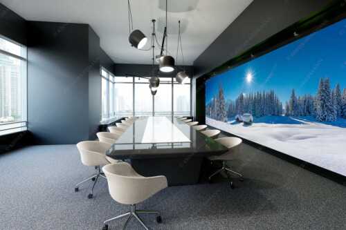 Eine tiefverschneite Winterlandschaft zwischen Krün und Mittenwald zeigt sich im Sonnenschein - Schneereich - Größe ca. 600x200cm, Seitenverhältnis 3:1 - Viel Schnee im Isartal - weitere Infos unter https://www.kriner-weiermann.de