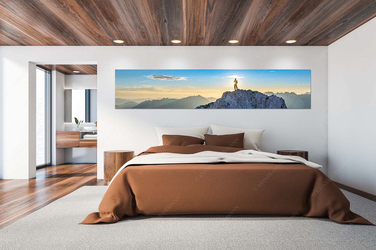 Schneidig – Größe ca. 300x60cm, Seitenverhältnis 5:1 — Traditioneller Bergsteiger auf Wettersteinspitze Gegenlicht an der Oberen Wettersteinspitze - Schneidig - Größe ca. 300x60cm, Seitenverhältnis 5:1 - Traditioneller Bergsteiger auf Wettersteinspitze - weitere Infos unter https://www.kriner-weiermann.de