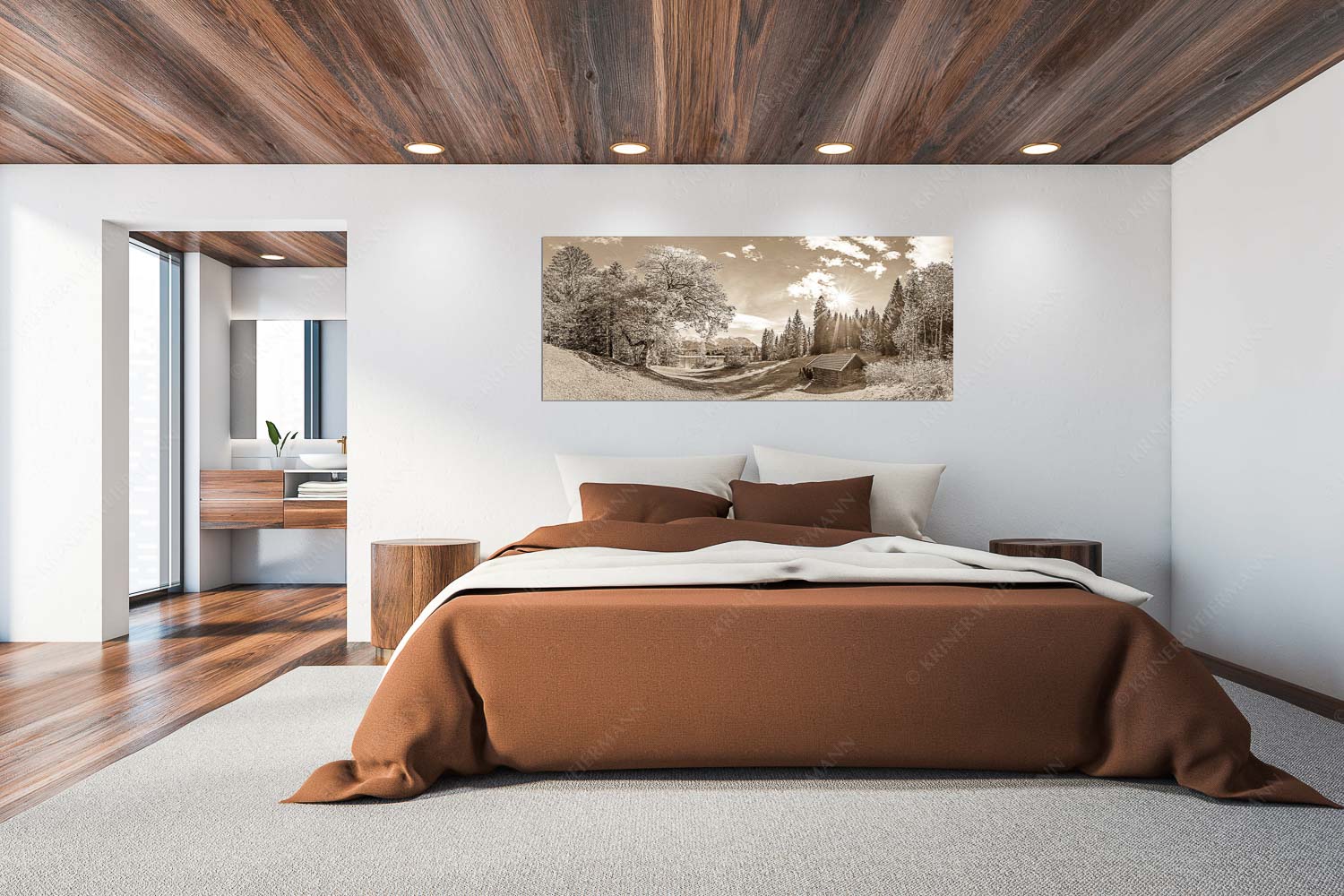 Alter Ahorn am Barmsee - Schönste Plätze - Größe ca. 200x80cm, Seitenverhältnis 2,5: - Heustadel am Barmsee mit Karwendel - weitere Infos unter https://www.kriner-weiermann.de