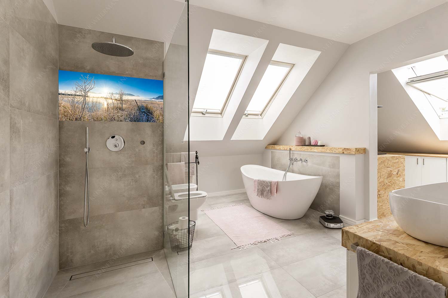 Die Nebel lichten sich im Murnauer Moos - Schwieriger Pfad - Größe ca. 100x50cm, Seitenverhältnis 2:1 - Frost am Krebssee - weitere Infos unter https://www.kriner-weiermann.de