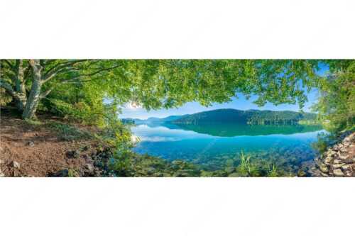 Blick unter einer Buche raus in den Sonnenaufgang am Walchensee - Seebuchen - Seitenverhältnis 3:1 - Walchensee - weitere Infos unter https://www.kriner-weiermann.de