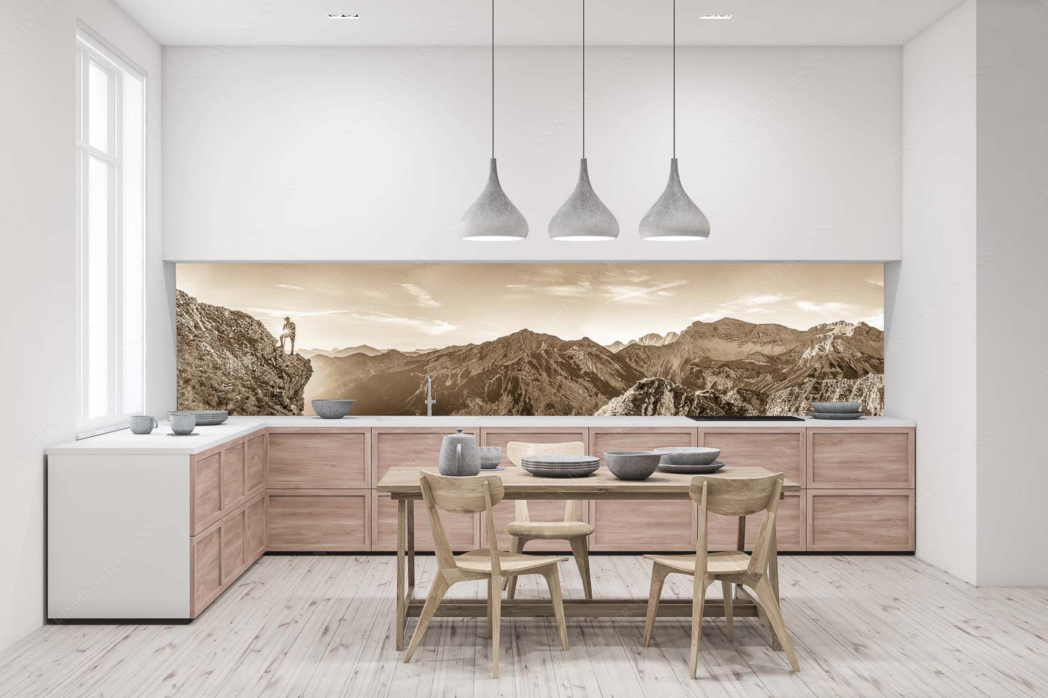 Sei Hoamat – Größe ca. 400x100cm, Seitenverhältnis 4:1 — Historischer Bergsteiger im Soierngebirge Blick beim Sonnenaufgang zur Soiernspitze - Sei Hoamat - Größe ca. 400x100cm, Seitenverhältnis 4:1 - Historischer Bergsteiger im Soierngebirge - weitere Infos unter https://www.kriner-weiermann.de