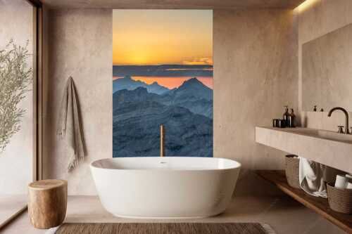 Blick über die Seekarspitze und Zugspitze in den Sonnenuntergang - Separate reality - Größe ca. 160x240cm, Seitenverhältnis 2:3 - Abendstimmung Seekarspitze und Wetterstein - weitere Infos unter https://www.kriner-weiermann.de