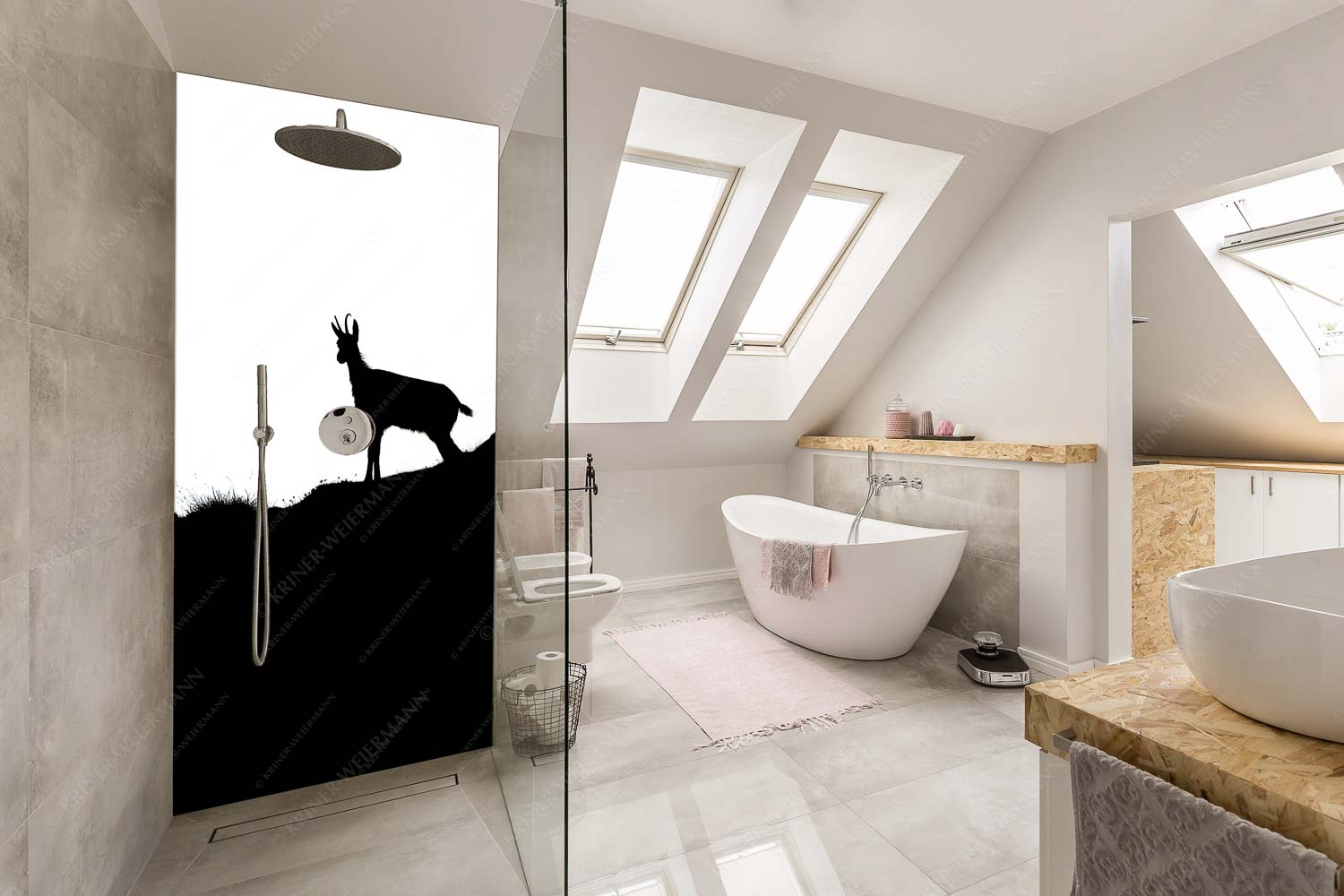 Junge Gams im Karwendelgebirge - sGams - Größe ca. 110x220cm, Seitenverhältnis 1:2 - Silhouette einer Gams - weitere Infos unter https://www.kriner-weiermann.de