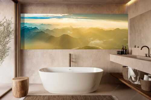 Blick von der Zugspitze über Thannheimer Berge in den Sonnenuntergang - Shining II - Größe ca. 300x100cm, Seitenverhältnis 3:1 - Grandiose Abendstimmung Zugspitze - weitere Infos unter https://www.kriner-weiermann.de