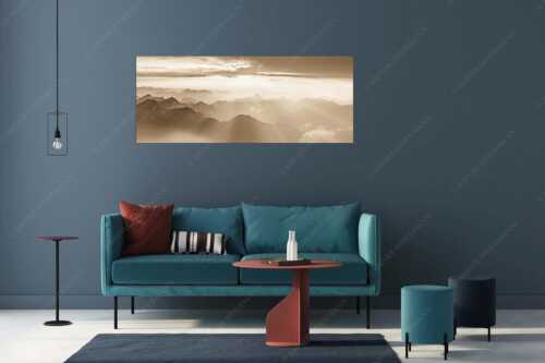 Blick von der Zugspitze über Thannheimer Berge in den Sonnenuntergang - Shining II - Größe ca. 175x70cm, Seitenverhältnis 2,5:1 - Grandiose Abendstimmung Zugspitze - weitere Infos unter https://www.kriner-weiermann.de