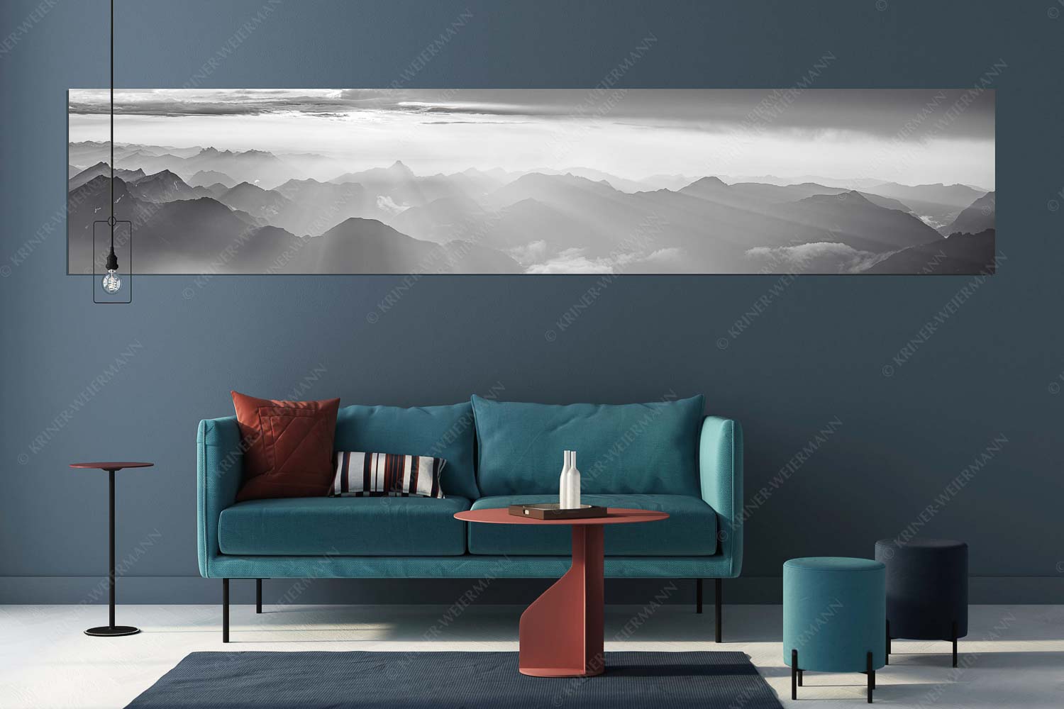 Shining II – Größe ca. 350x70cm, Seitenverhältnis 5:1 — Grandiose Abendstimmung Zugspitze Blick von der Zugspitze über Thannheimer Berge in den Sonnenuntergang - Shining II - Größe ca. 350x70cm, Seitenverhältnis 5:1 - Grandiose Abendstimmung Zugspitze - weitere Infos unter https://www.kriner-weiermann.de