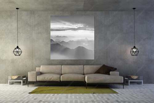 Blick von der Zugspitze über Thannheimer Berge in den Sonnenuntergang - Shining II - Größe ca. 160x160cm, Seitenverhältnis 1:1 - Grandiose Abendstimmung Zugspitze - weitere Infos unter https://www.kriner-weiermann.de