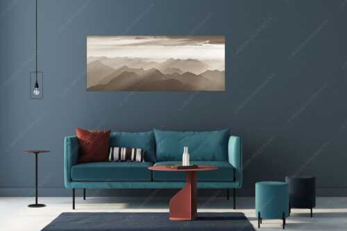 Blick von der Zugspitze über Thannheimer Berge in den Sonnenuntergang - Shining - Wandbild - Größe ca. 175x70cm, Seitenverhältnis 2,5:1 - Silhouetten Abendstimmung auf der Zugspitze - weitere Infos unter https://www.kriner-weiermann.de