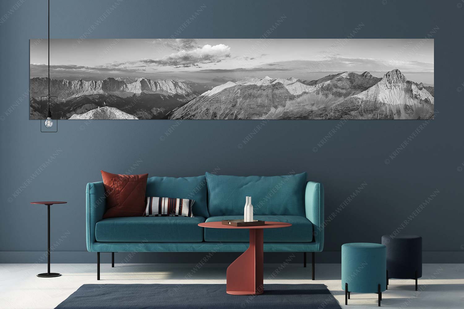 Erstes Licht an der Birkkarspitze im Karwendelgebirge - Sich beeindrucken lassen - Größe ca. 350x70cm, Seitenverhältnis 5:1 - Birkkarspitze im Karwendel - weitere Infos unter https://www.kriner-weiermann.de