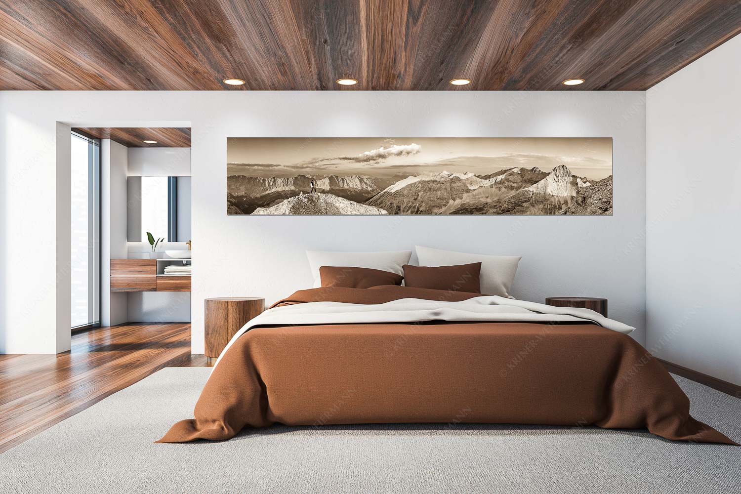 Sich beeindrucken lassen II – Größe ca. 300x60cm, Seitenverhältnis 5:1 — Bergsteiger im Karwendel Erstes Licht an der Birkkarspitze im Karwendelgebirge - Sich beeindrucken lassen II - Größe ca. 300x60cm, Seitenverhältnis 5:1 - Bergsteiger im Karwendel - weitere Infos unter https://www.kriner-weiermann.de