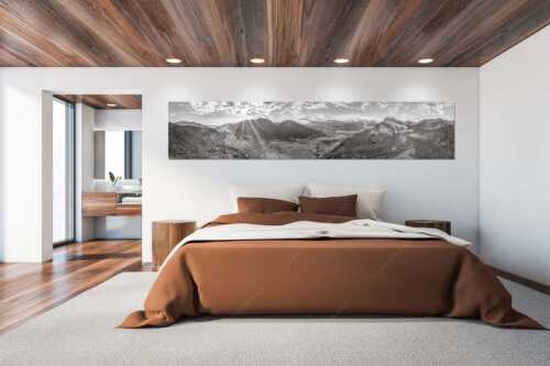 Blick über das Loisachtal und Garmisch-Partenkirchen ins Wettersteingebirge - sLoisachtal - Größe ca. 300x60cm, Seitenverhältnis 5:1 - Farchant Burgrain und Garmisch-Partenkirchen - weitere Infos unter https://www.kriner-weiermann.de