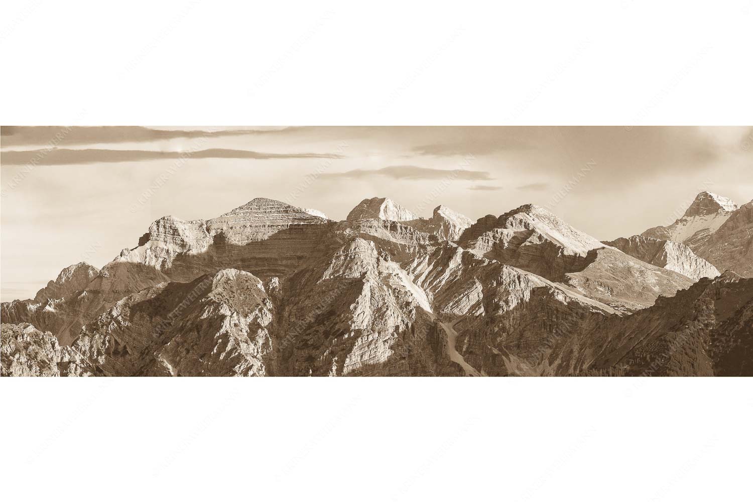 Soiern und Karwendel – Seitenverhältnis 3:1 — Schöttlkar- und Soiernspitze Blick ins Soiern- und Karwendelgebirge